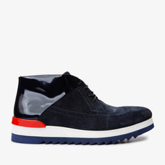 The Kagan Navy Blue Wingtip Chukka Sneaker Boot - Vinci Leather