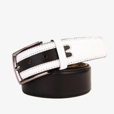 The Neiva Black\/White Leather Belt - Vinci Leather