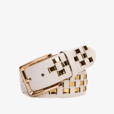 The Mackenzie White Gold Woven Leather Belt - Vinci Leather