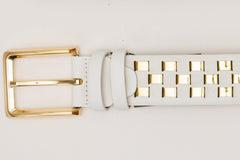 The Mackenzie White Gold Woven Leather Belt - Vinci Leather