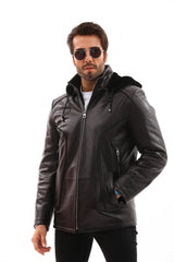 The Bergamo Black Shearling Leather Jacket - Vinci Leather