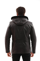 The Bergamo Black Shearling Leather Jacket - Vinci Leather