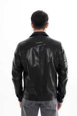 The Azzuro Black Leather Jacket - Vinci Leather