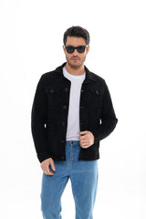 The Azzuro Suede Black Leather Jacket - Vinci Leather