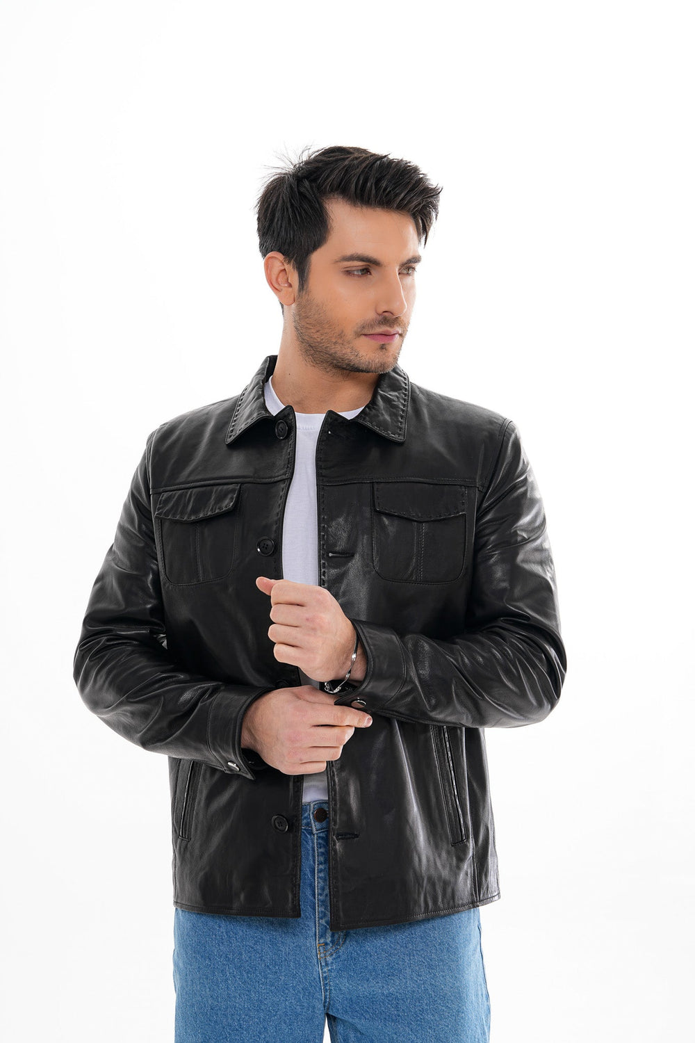 The Mantua Black Leather Jacket - Vinci Leather