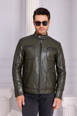 The Argento Green Leather Jacket - Vinci Leather