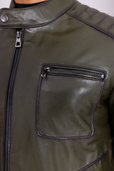 The Argento Green Leather Jacket - Vinci Leather