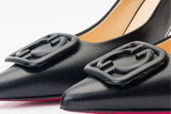 The Maneadero Black Leather Pump Fuchsia Sole Shoe - Vinci Leather