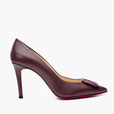 The Maneadero Dark Purple Leather Pump Fuchsia Sole Shoe - Vinci Leather