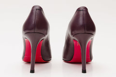 The Maneadero Dark Purple Leather Pump Fuchsia Sole Shoe - Vinci Leather