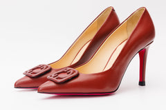 The Maneadero Dark Red Leather Pump Fuchsia Sole Shoe - Vinci Leather