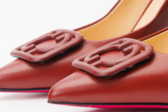 The Maneadero Dark Red Leather Pump Fuchsia Sole Shoe - Vinci Leather