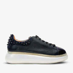 The Venezia Dark Blue Leather Sneaker - Vinci Leather