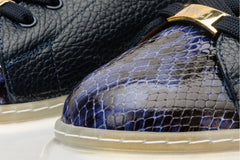 The Venezia Dark Blue Leather Sneaker - Vinci Leather