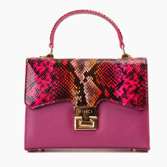 The Burano Fuchsia Leather Handbag - Vinci Leather