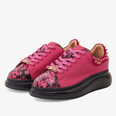 The Venezia Fuchsia Leather Sneaker - Vinci Leather