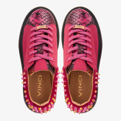 The Venezia Fuchsia Leather Sneaker - Vinci Leather