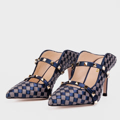The Dosso Navy Blue Handwoven Pointy Toe Leather Sandal - Vinci Leather