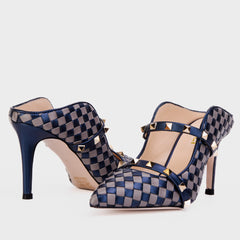 The Dosso Navy Blue Handwoven Pointy Toe Leather Sandal - Vinci Leather