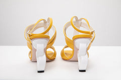 The Duffryn Yellow T-Strap Leather Sandal - Vinci Leather