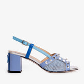 The Linea Blue Leather Slingback Sandal - Vinci Leather