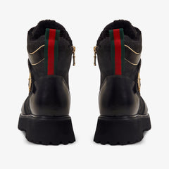 The Boston Black Leather Lace-Up Ankle Boot With a Side Zipper - Vinci Leather