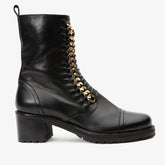 The Tuna Black Leather Mid Calf Boot - Vinci Leather