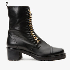 The Tuna Black Leather Mid Calf Boot - Vinci Leather
