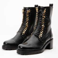 The Tuna Black Leather Mid Calf Boot - Vinci Leather