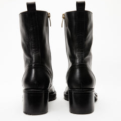 The Tuna Black Leather Mid Calf Boot - Vinci Leather
