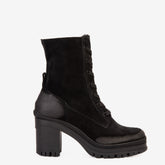 The Elera Black Leather Block Heel Boot - Vinci Leather