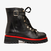 The Belgrano Black Leather Lace-Up Ankle Boot With a Side Zipper - Vinci Leather