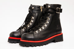 The Belgrano Black Leather Lace-Up Ankle Boot With a Side Zipper - Vinci Leather
