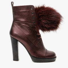 The Melo Burgundy Leather Natural Mid Calf Platform Heel Boot - Vinci Leather