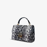 The Venezia Black White Leather Handbag - Vinci Leather