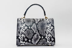 The Venezia Black White Leather Handbag - Vinci Leather