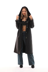 The Virella Reversible Hooded Shearling Leather Jacket - Vinci Leather