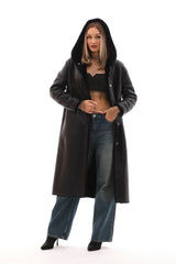 The Virella Reversible Hooded Shearling Leather Jacket - Vinci Leather