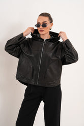 The Calyra Reversible Leather Jacket – Black - Vinci Leather
