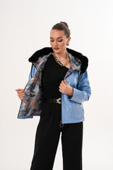 The Velora Sky Blue Reversible Lambskin Leather Jacket - Vinci Leather