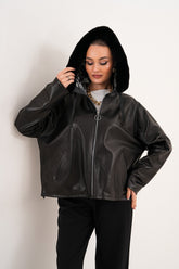 The Velora Black Reversible Lambskin Leather Jacket - Vinci Leather