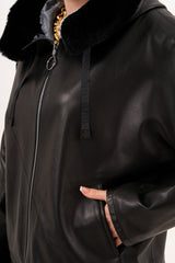 The Velora Black Reversible Lambskin Leather Jacket - Vinci Leather