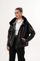 The Velora Black Reversible Lambskin Leather Jacket - Vinci Leather
