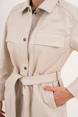 The Eira Cream Leather Jacket - Vinci Leather
