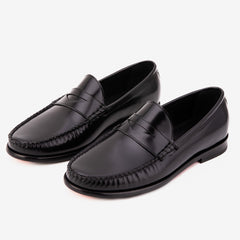 The Belmont Black Polished Leather Loafer - Vinci Leather