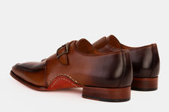 The Hagrid Tan Leather Single Monk Strap Handmade Shoe - Vinci Leather