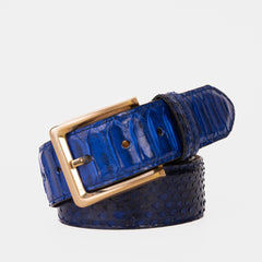The Boss Navy Blue Pythn Snk Leather Belt - Vinci Leather