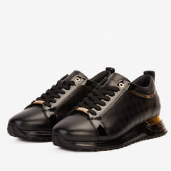 The Cenova Black Gold Leather Sneaker - Vinci Leather