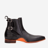 The Royal Hand Craft Black Leather Double-Buckle Chelsea Boot - Vinci Leather