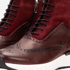 The Regent Burgundy Leather Wingtip\n Brogue Casual Boot - Vinci Leather